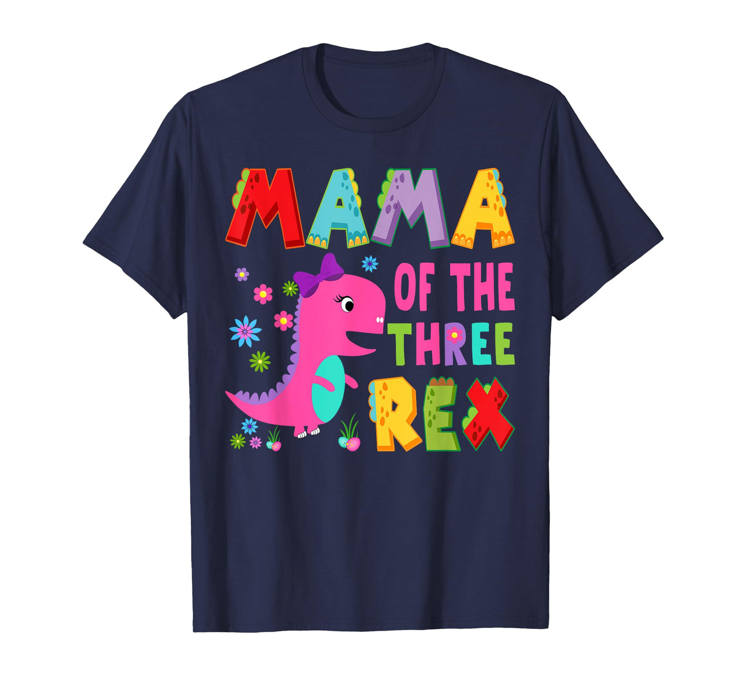 Mama Of The Three Rex 3Rd Birthday Boy Dinosaur T-Rex T-Shirt