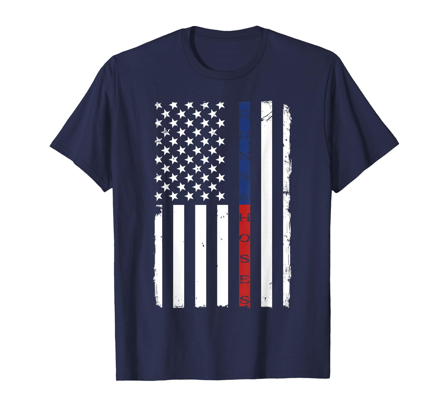 Guns & Hoses Thin Blue Red Line Police & Fire Appreciation T-Shirt