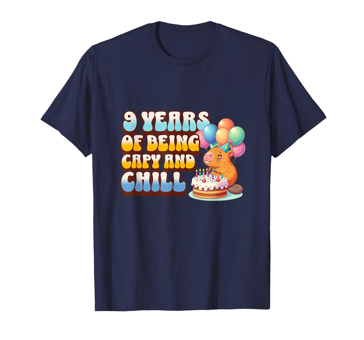 9 Years Capy Bday Cute Capybara 9th Birthday Party Kids T-Shirt