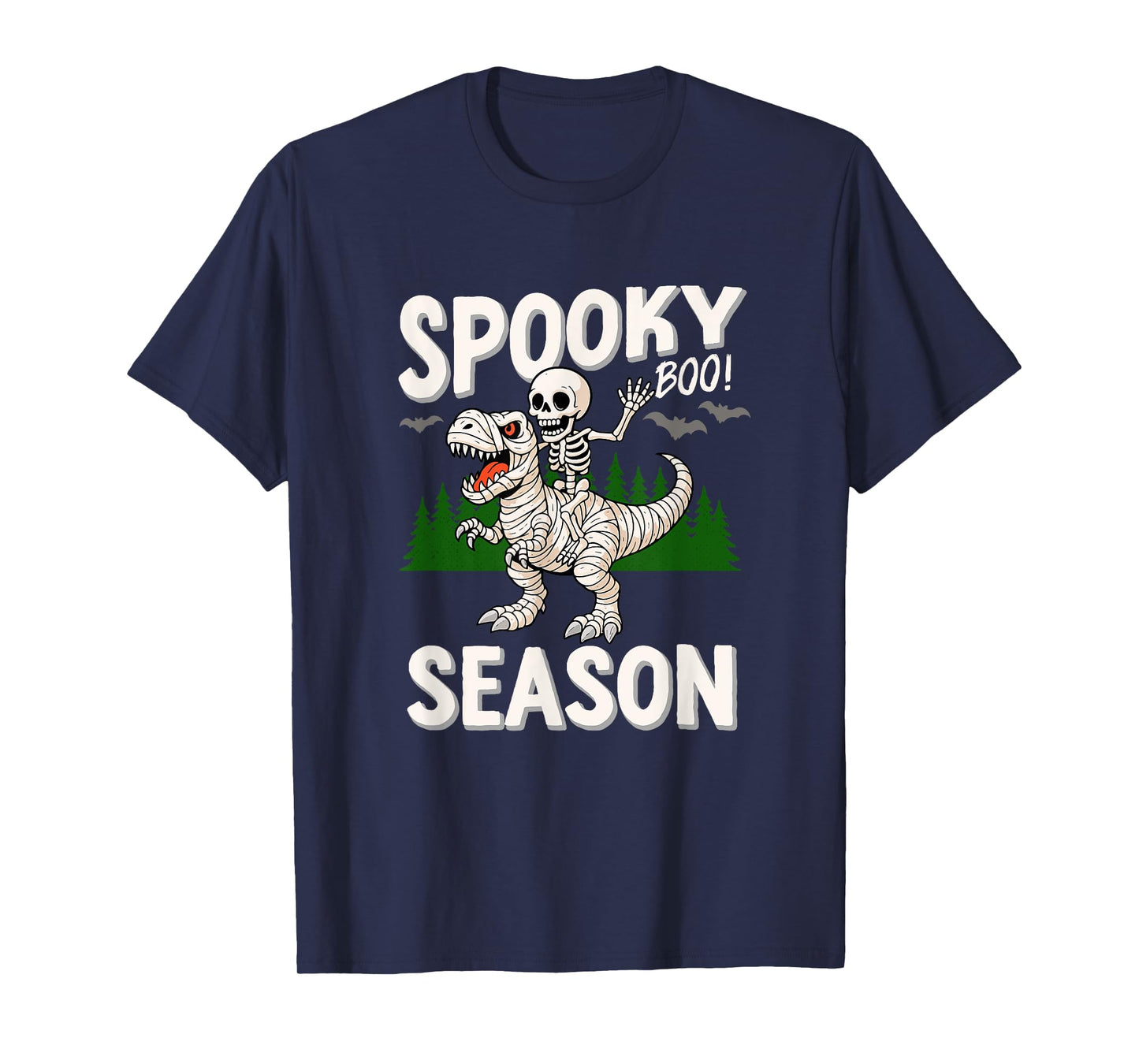 Halloween Mummy Dinosaur Skeleton Spooky Season T-Shirt