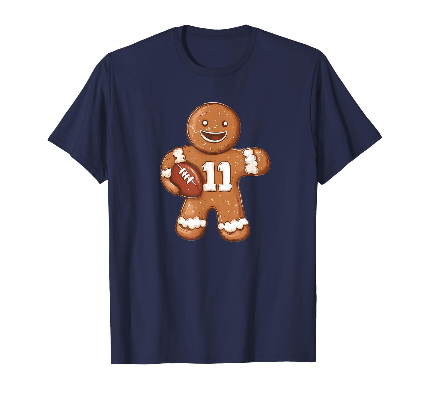 Game Day Vibes with Gingerbread Man as Football Player T-Shirt