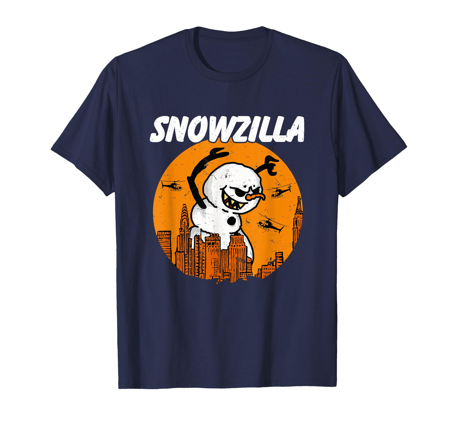 Snowzilla Japanese Monster Snowman Sunset Kaiju Christmas T-Shirt