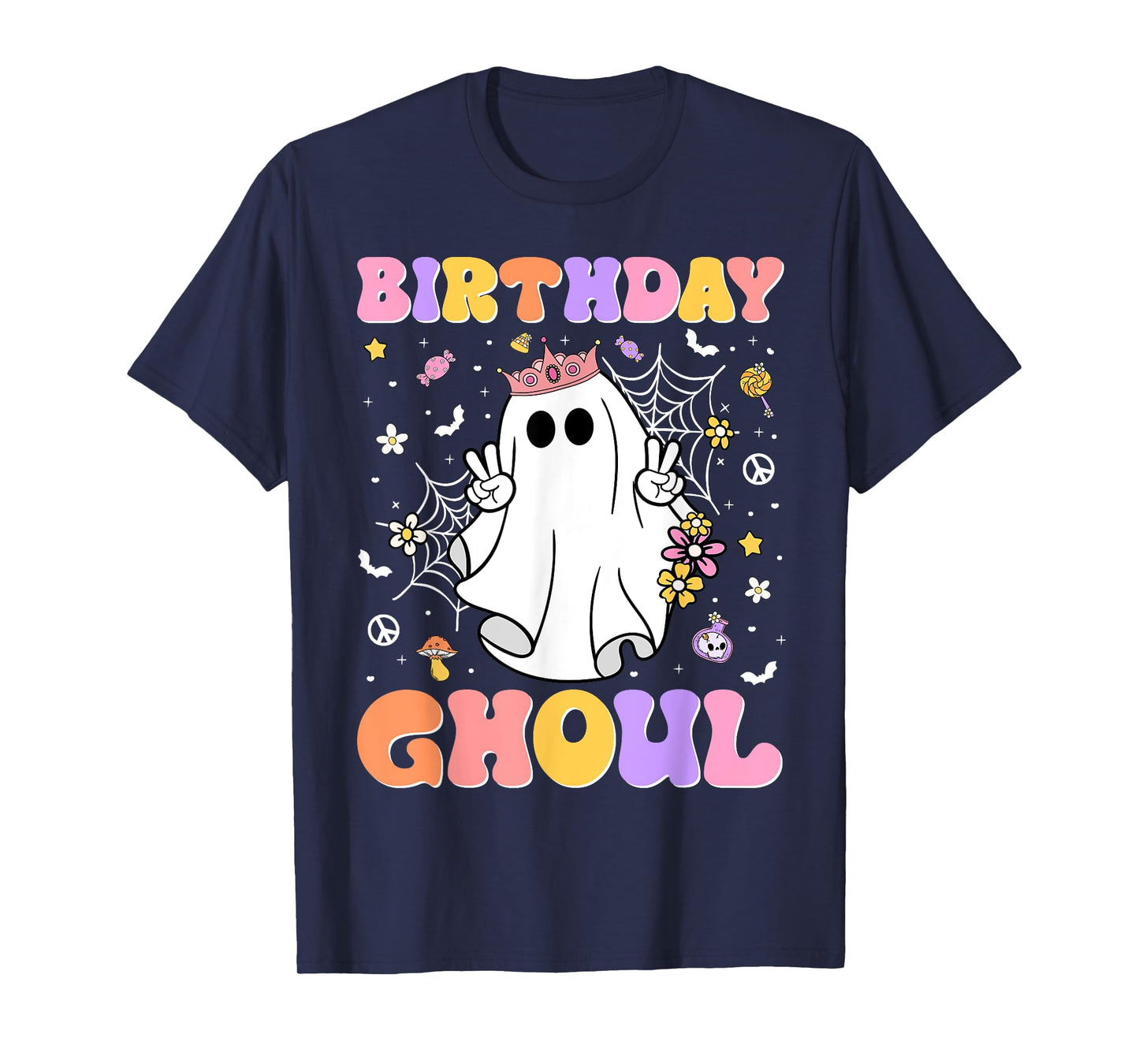Groovy Ghost Birthday Ghoul Halloween Party Kids Girls T-Shirt