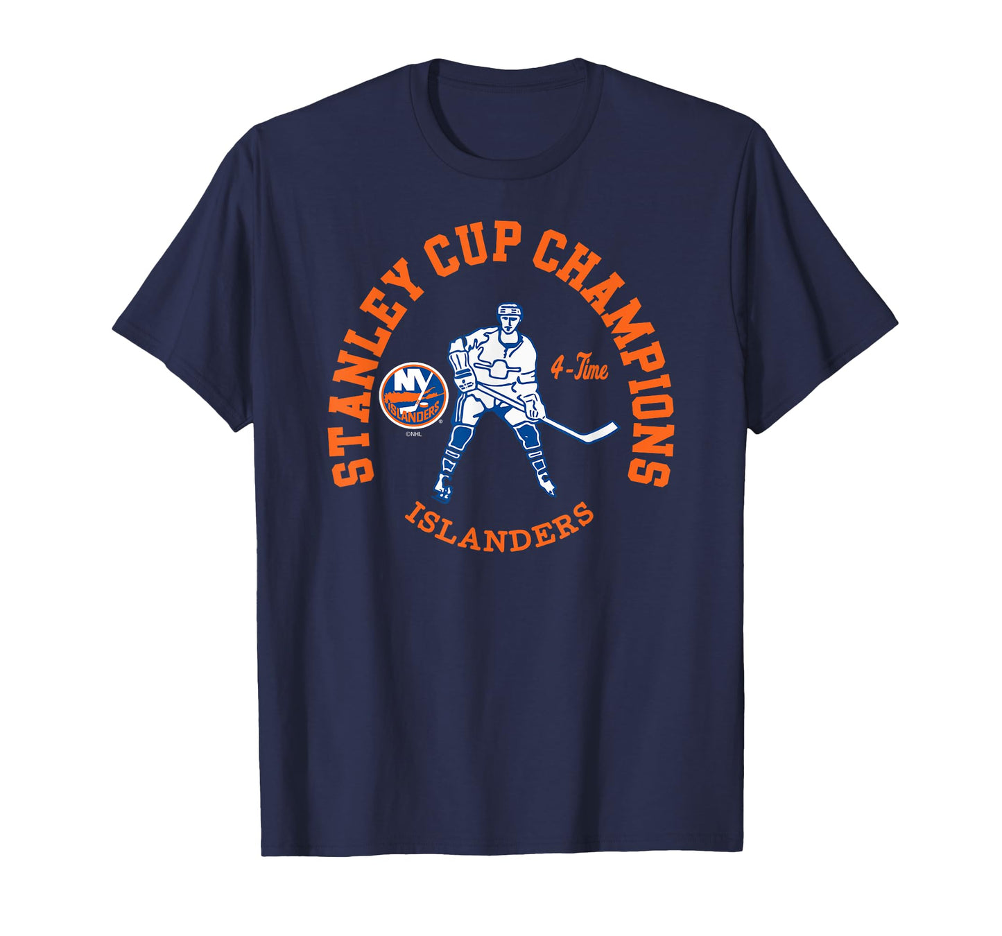 New York Islanders Stanley Cup Champions 4-Time Black T-Shirt