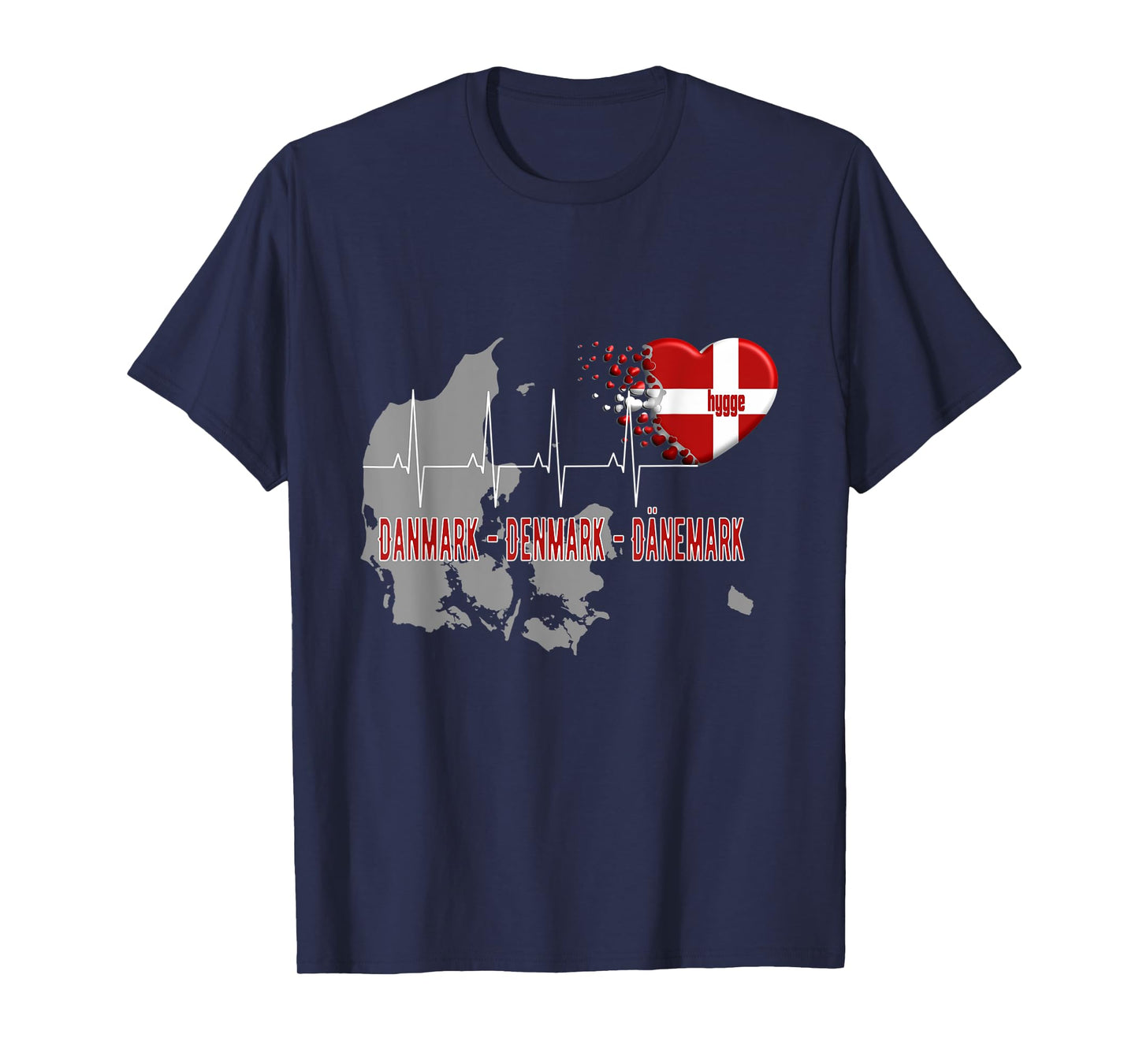 Denmark Danmark Hygge Heartbeat ECG T-Shirt