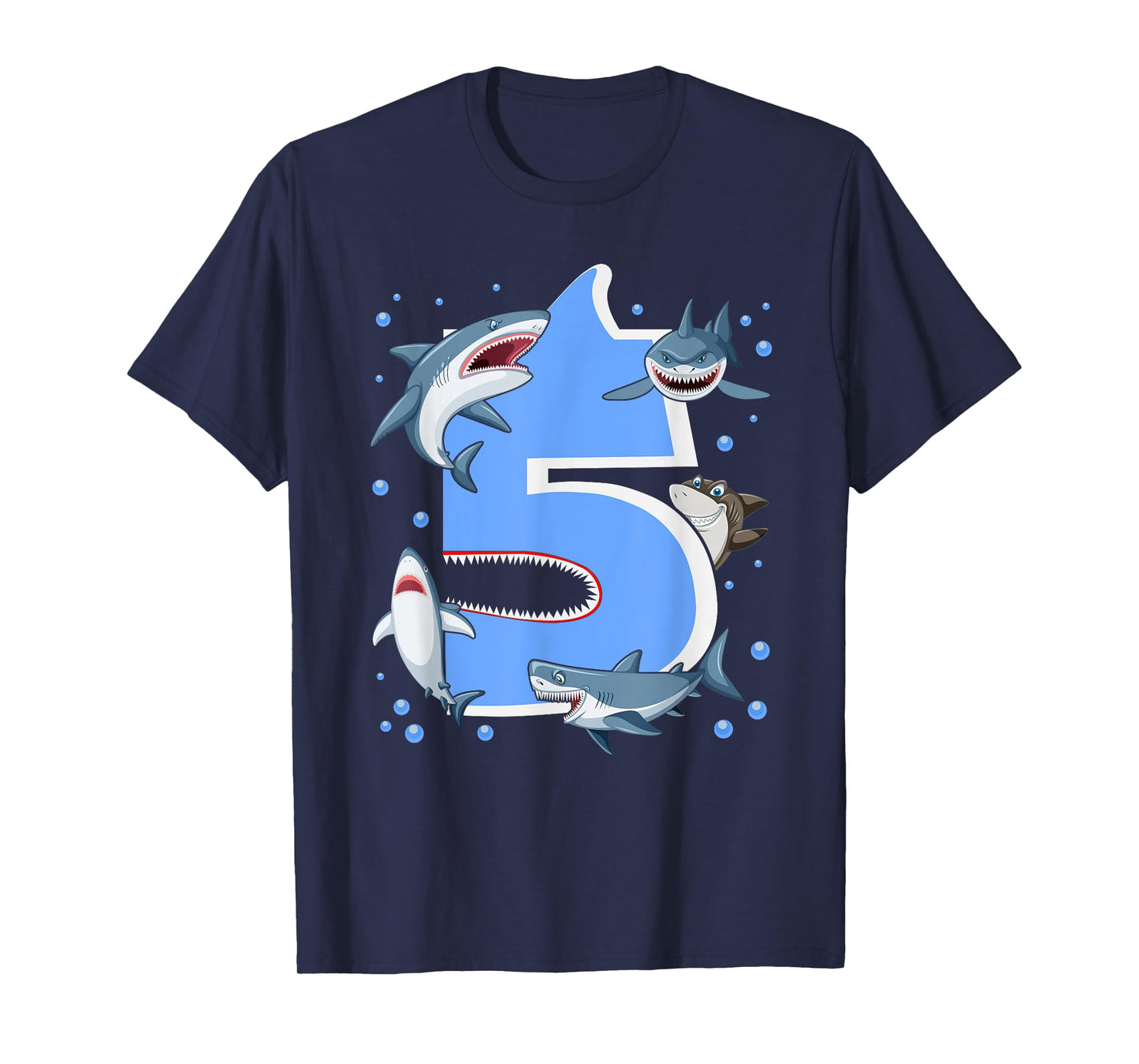 5th Birthday Boys Shark 5 years Old Shark B-day T-Shirt
