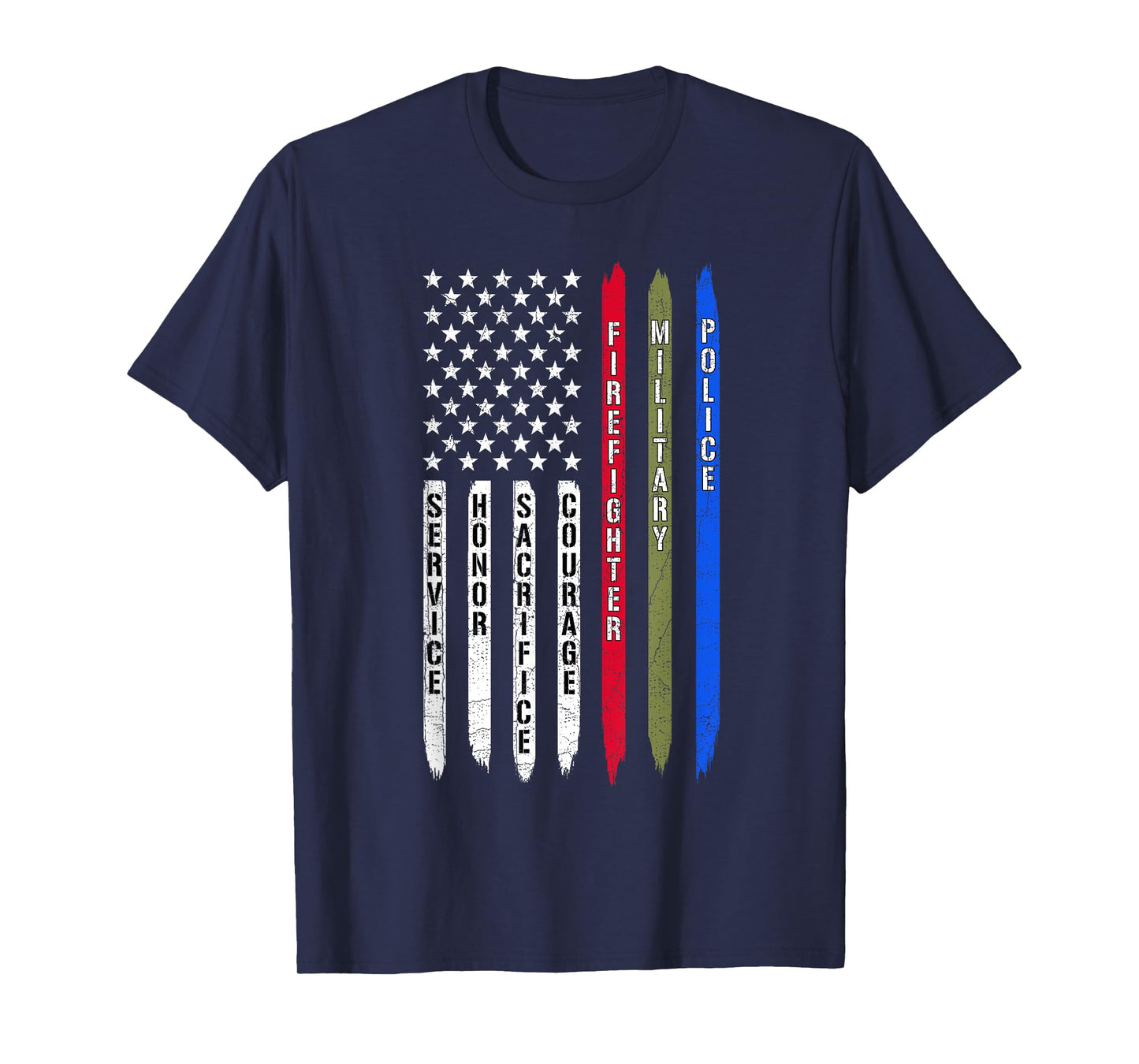 Police Military Fire Firefighter Thin Line Usa American Flag T-Shirt