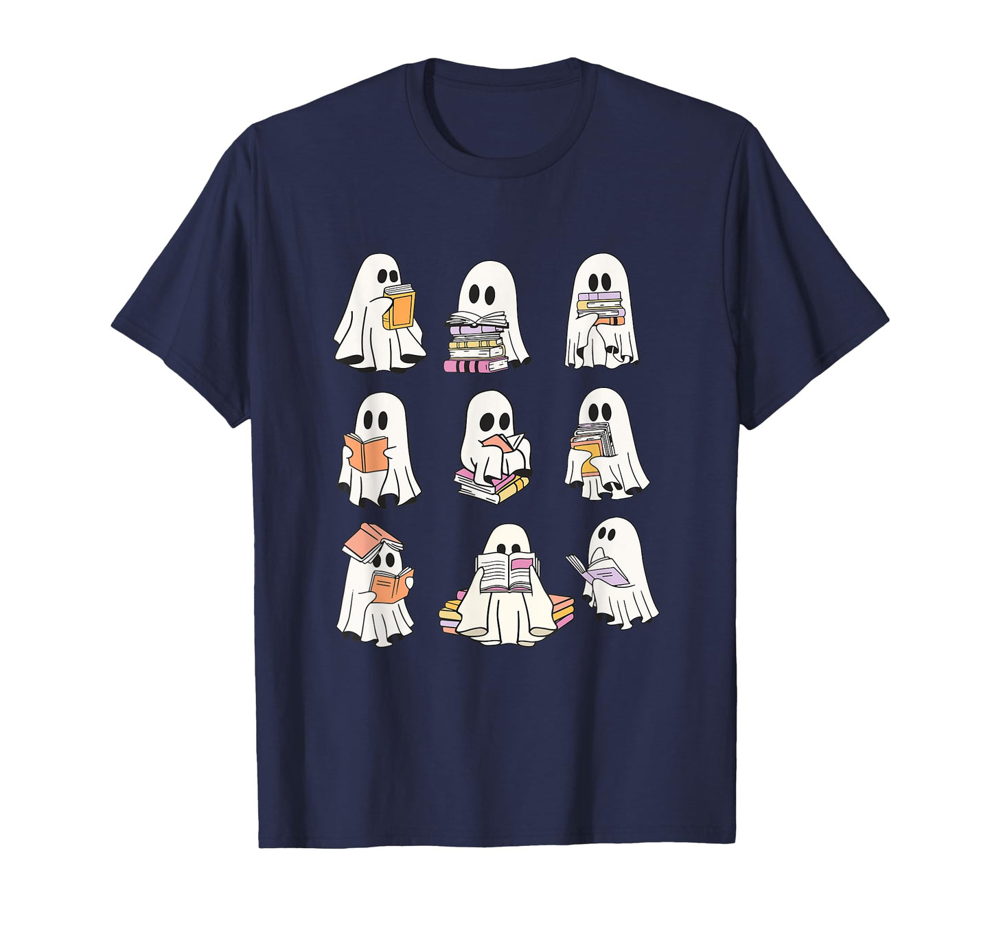 Funny Boo Ghost Reading Book Halloween Spooky Season T-Shirt