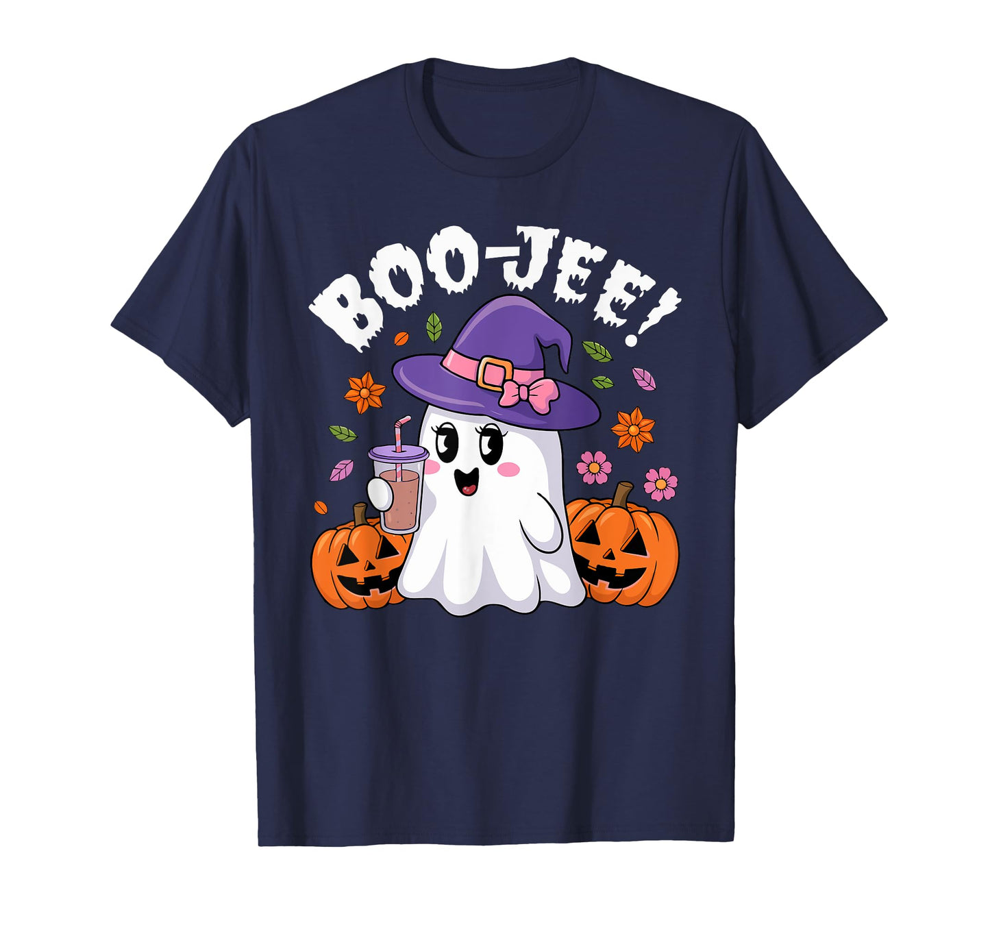 Cute Boo Jee Ghost Halloween Leopard Ghost Coffee Womens T-Shirt