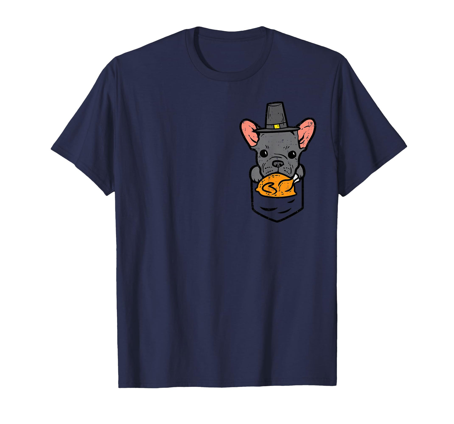 Pocket French Bulldog Turkey Cute Thanksgiving Frenchie Dog T-Shirt