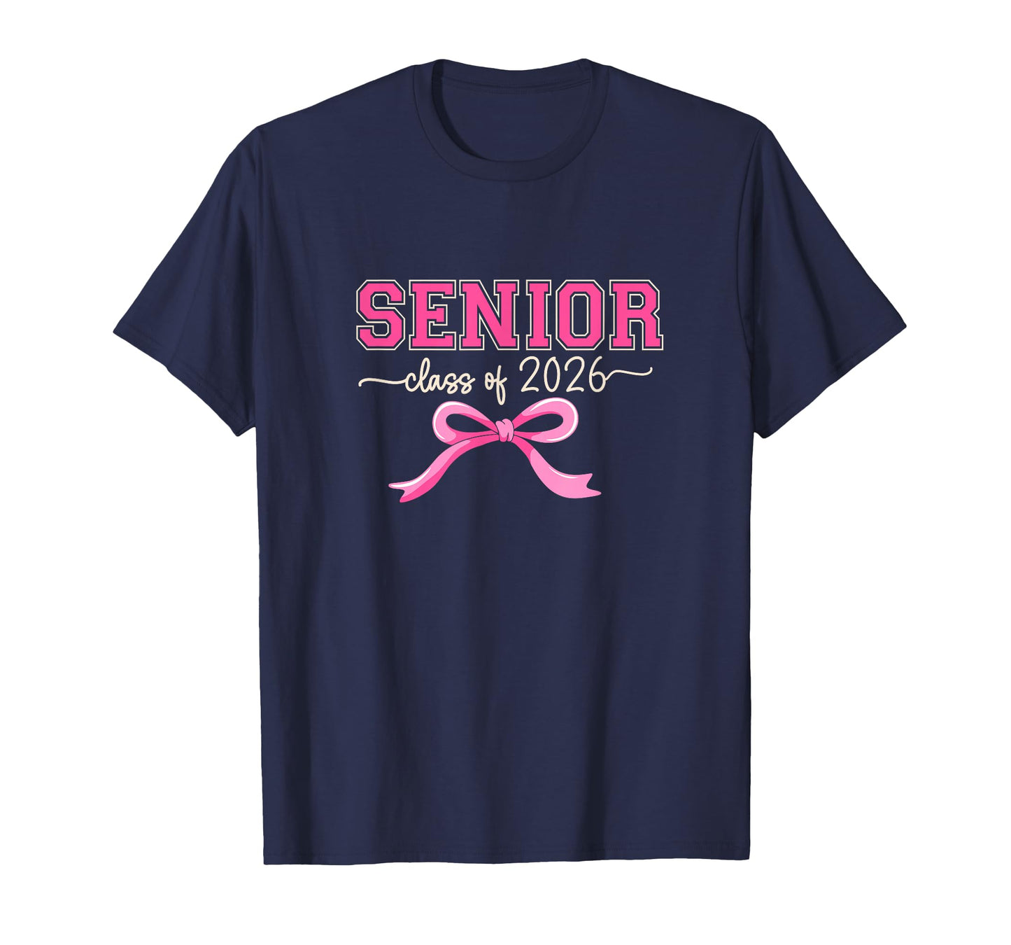 Class Of 2026 Pink Coquette Bow Cap Senior 2026 Graduation T-Shirt