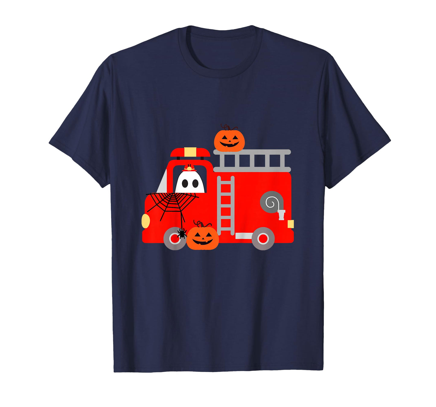 Toddler Boy Firetruck Halloween Fire Truck Firefighter Ghost T-Shirt