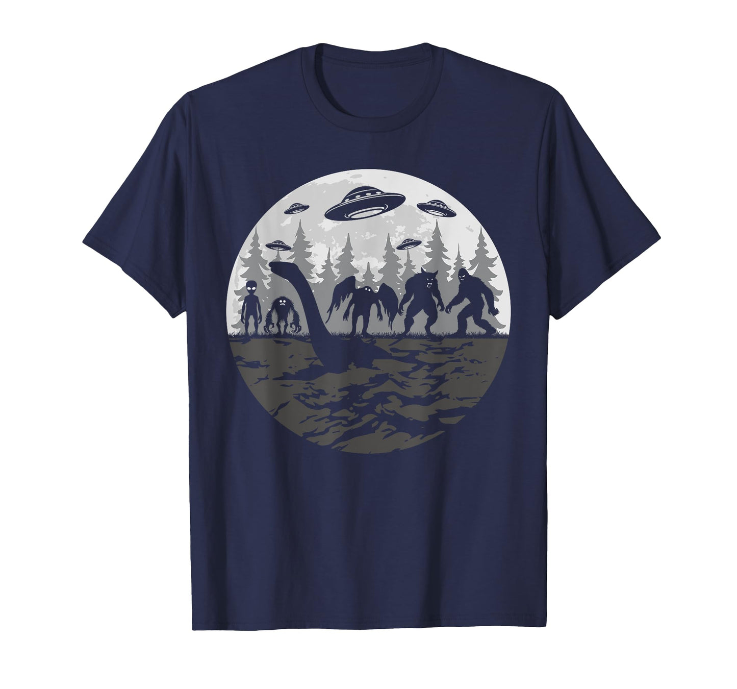 Bigfoot Loch Ness Monster With Mothman Aliens! Funny Cryptid T-Shirt