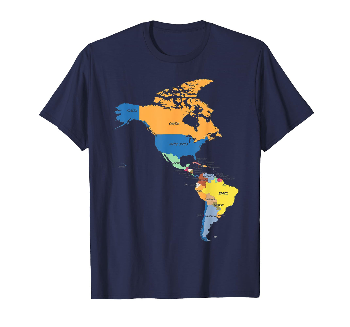 Political map of the continent North and South America T-Shirt