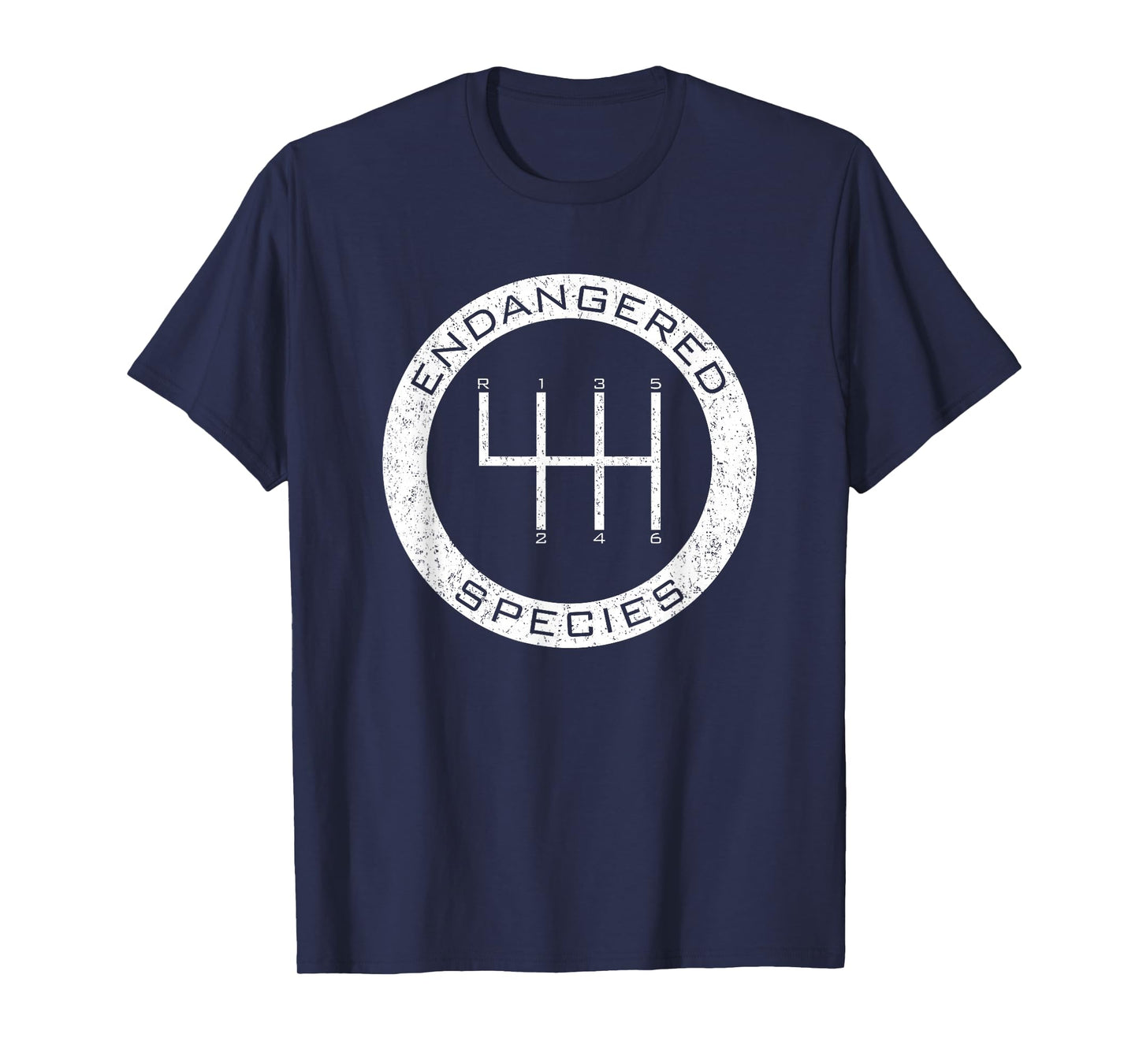 Car Guy Distressed Endangered Species 6 Speed Manual Shifter T-Shirt