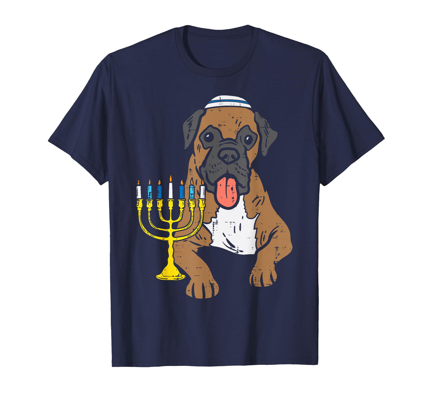 Jewish Boxer Dog Menorah Hanukkah Pajamas Chanukah PJs T-Shirt