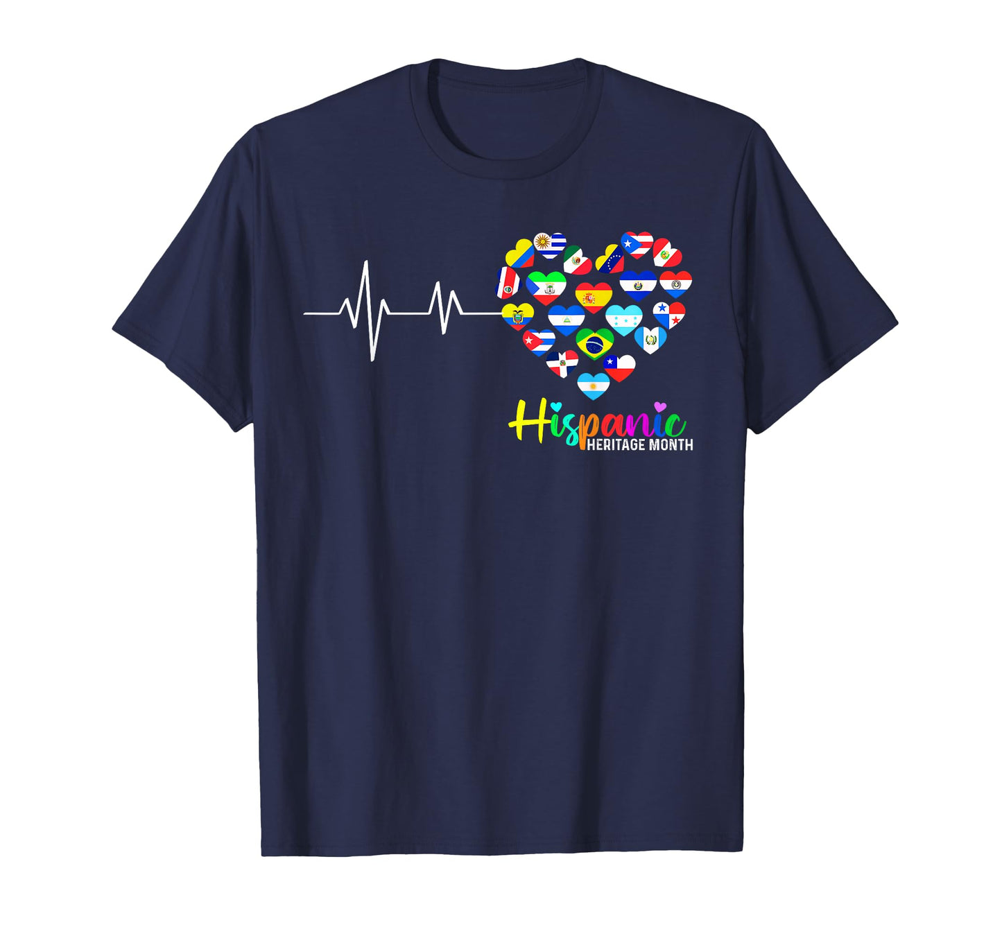 Hispanic Heritage Month All Countries Heartbeat Men Women T-Shirt