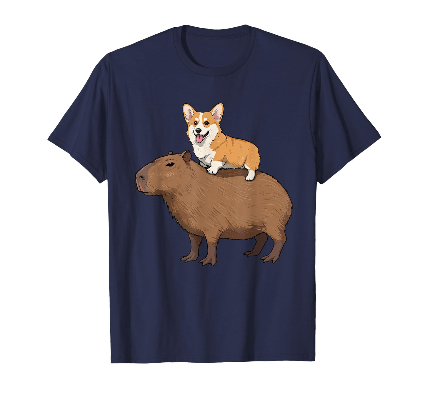 Funny Corgi Riding Capybara T-Shirt