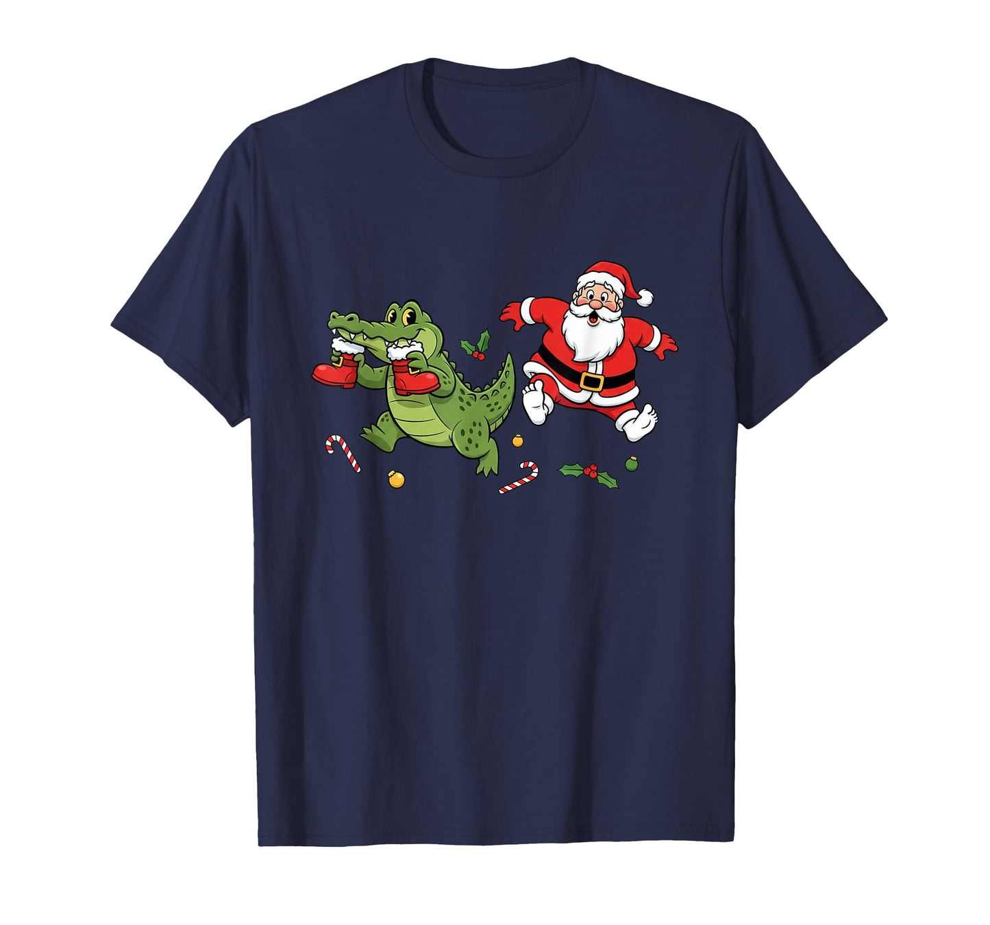 Funny Alligator Santa Claus Boots Christmas Womens Mens Kids T-Shirt