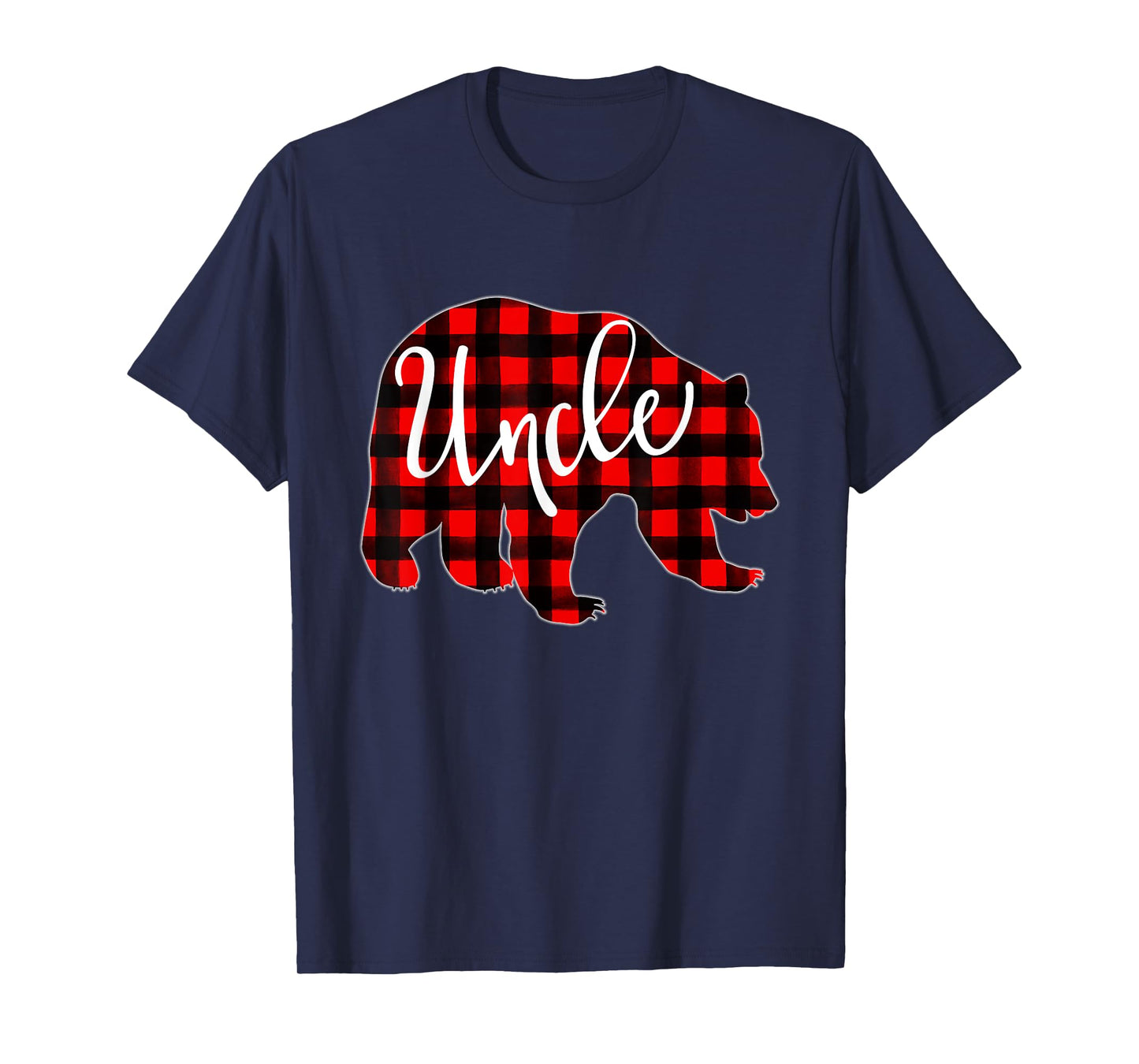 Red Plaid Uncle Bear Matching Family Christmas Eve Buffalo T-Shirt