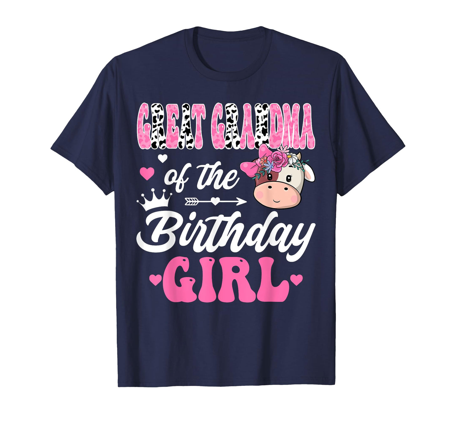Great Grandma Of The Birthday Girl Farm Cow 1St Bday Girl T-Shirt
