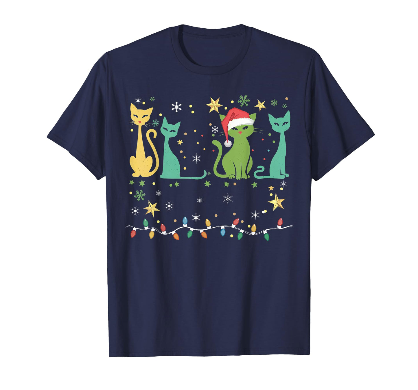 Mid Century Cat Christmas Retro 50s 60s Xmas Gifts Men Women T-Shirt