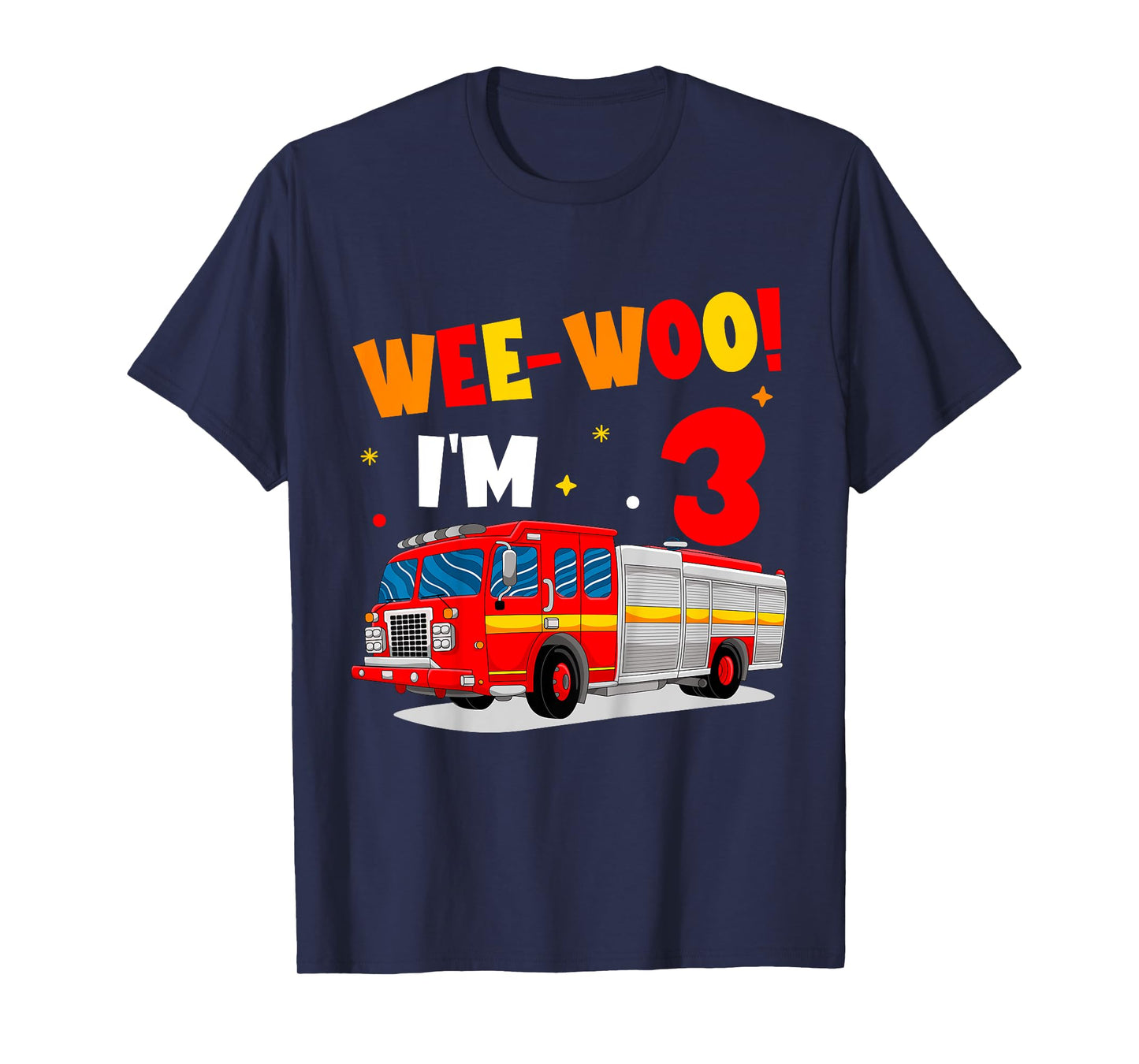 Fire Truck 3rd Birthday for 3 Year Old Boy Firefighter T-Shirt