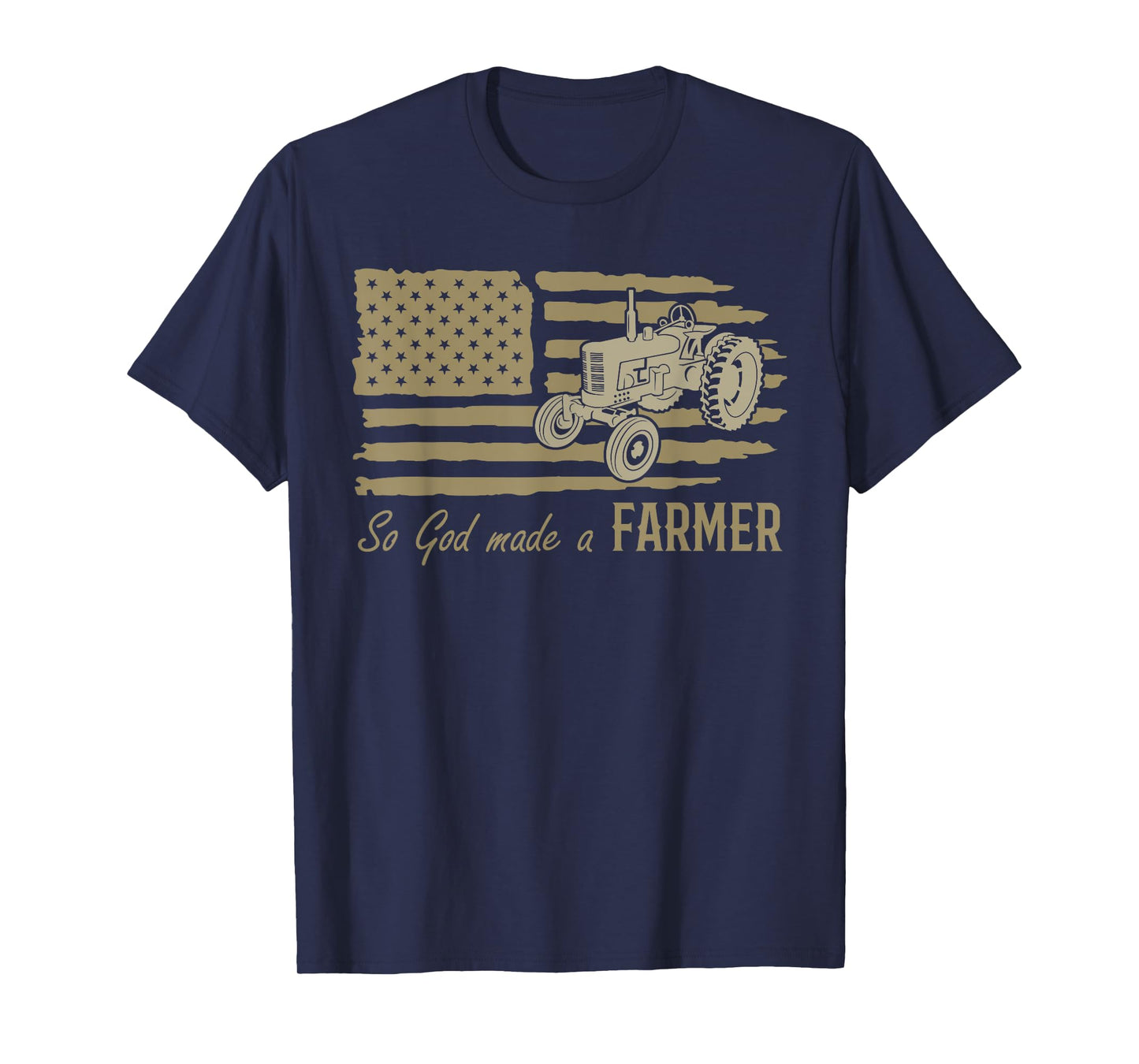 USA Patriotic American Flag Tractor So God Made A Farmer T-Shirt