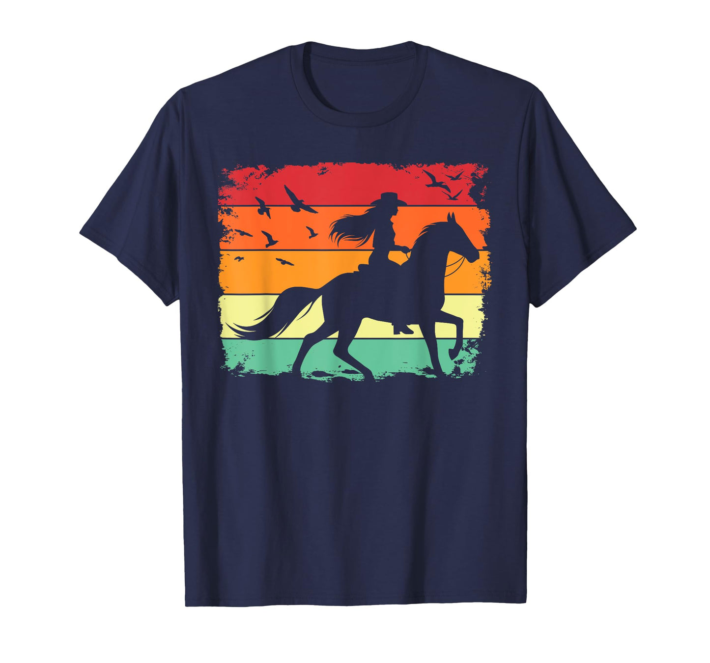 Western Cowgirl Halter Horse Retro Sunset Vintage Style T-Shirt