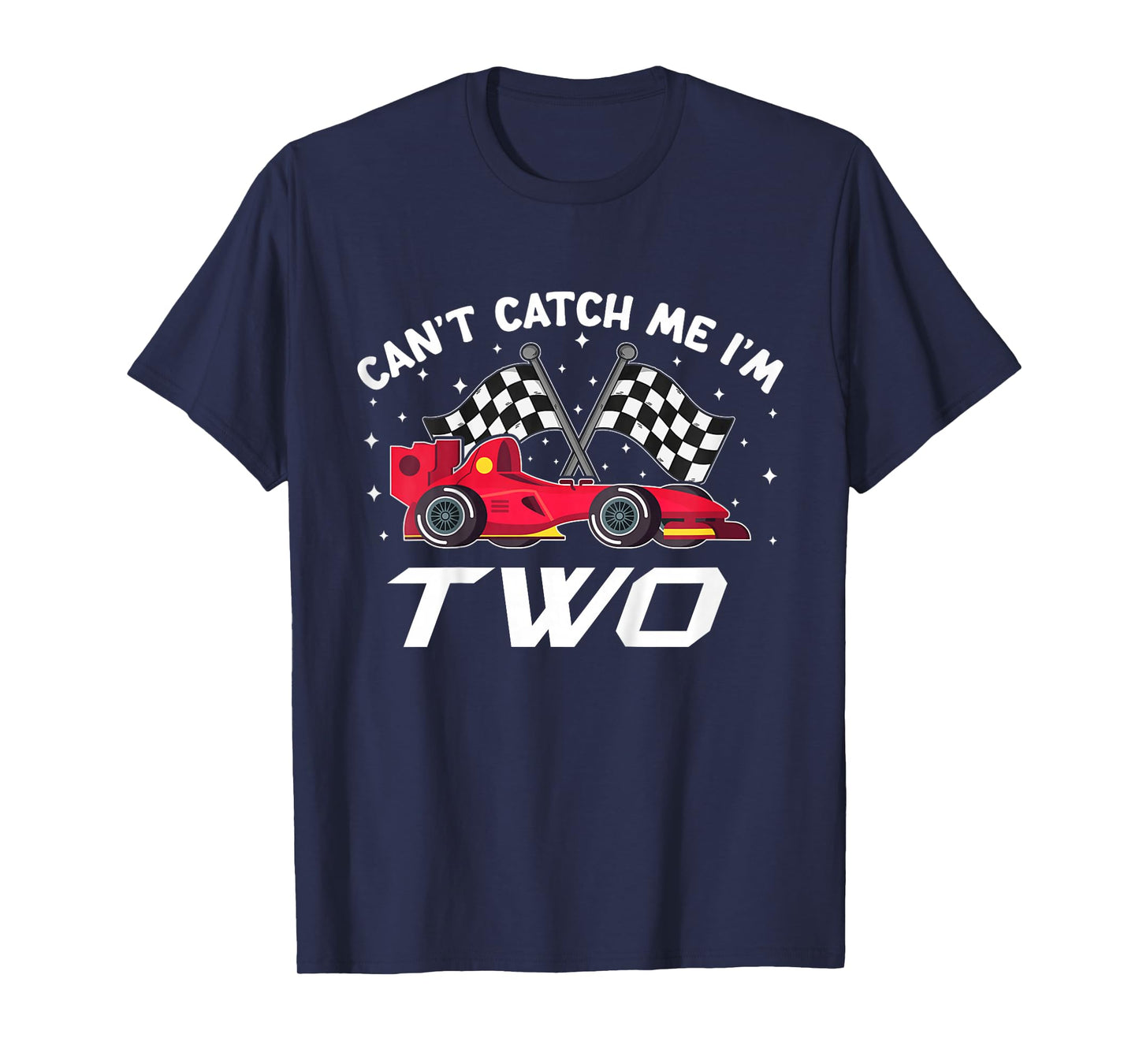 Kids Can’t Catch Me I’m 2, Kids 2rd Birthday Red Racing Car T-Shirt