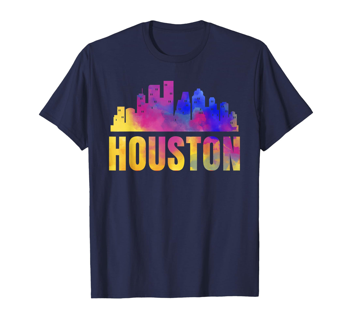 Houston Skyline Art Texas City H-Town TX USA State American T-Shirt