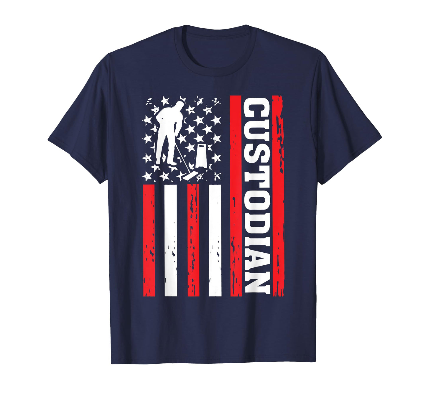 Custodian USA Flag Funny School Cleaning American Patriotic T-Shirt