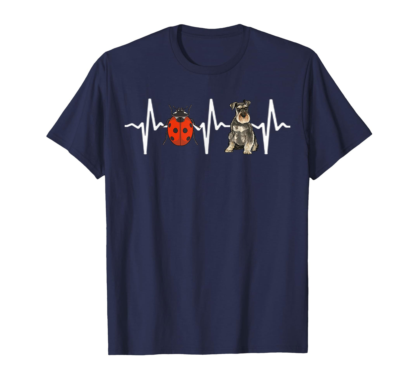 Red Ladybug Miniature Schnauzer Heartbeat Dog Lover T-Shirt