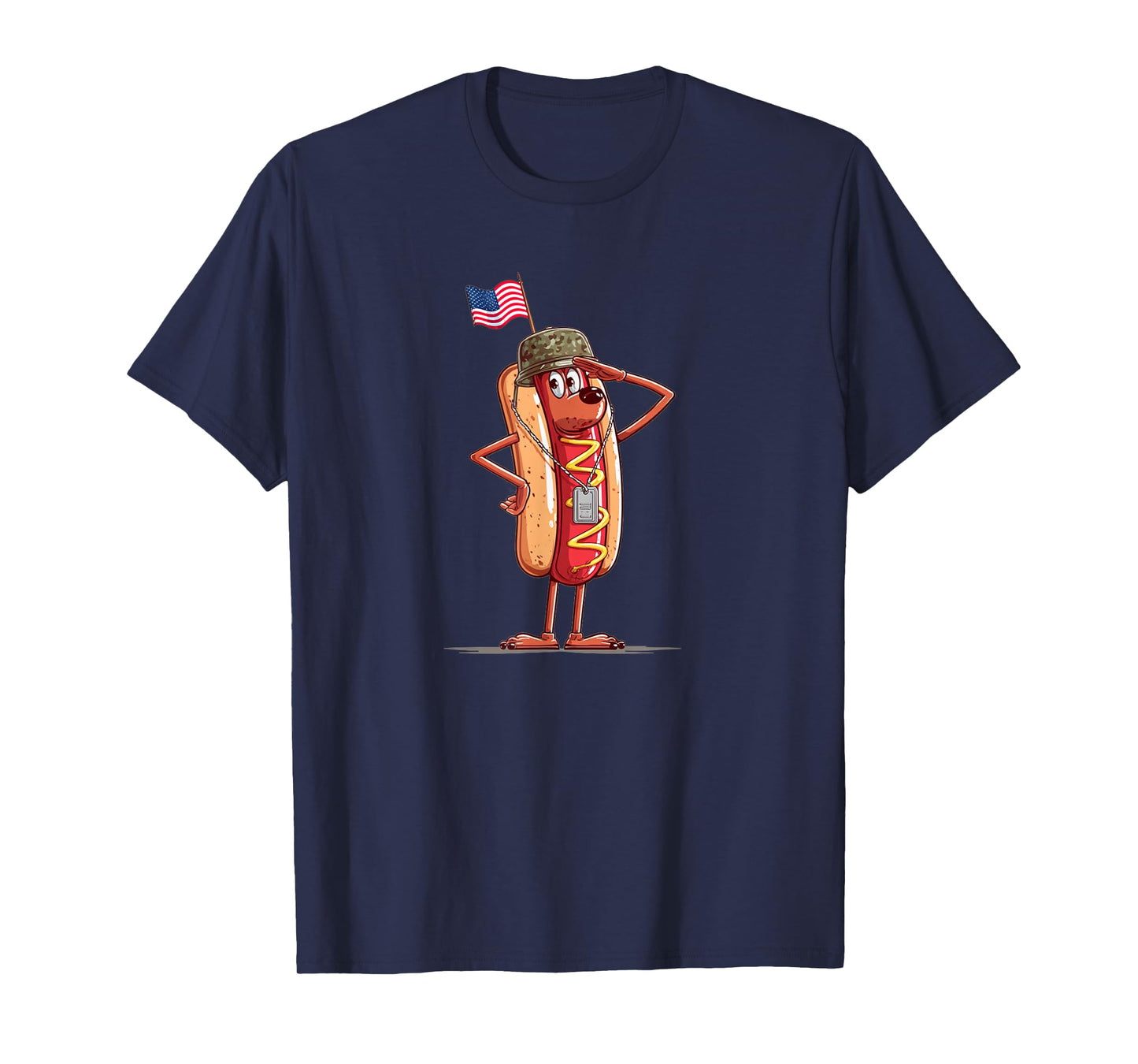 Cool Saluting Hotdog Costume for Hotdogs in US Colors Lovers T-Shirt