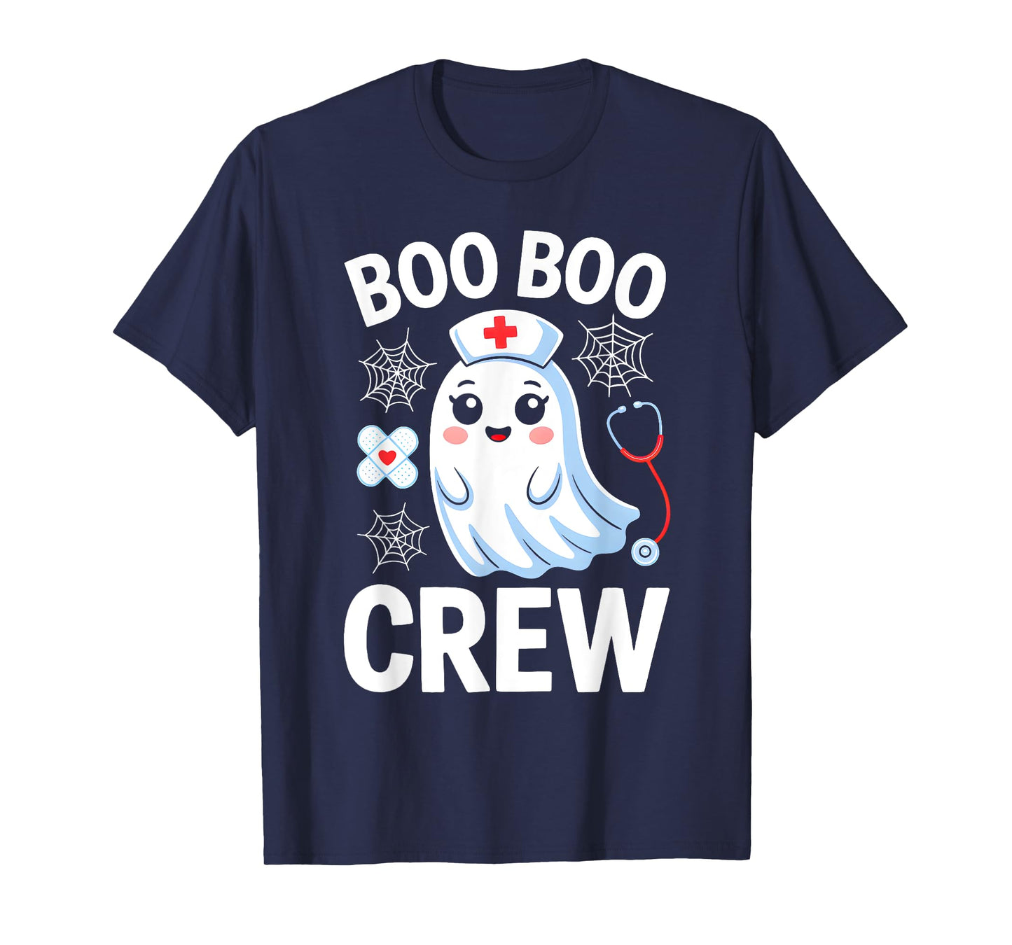 Boo Boo Crew Nurse Ghost Halloween Scrub Top Nursing Women T-Shirt