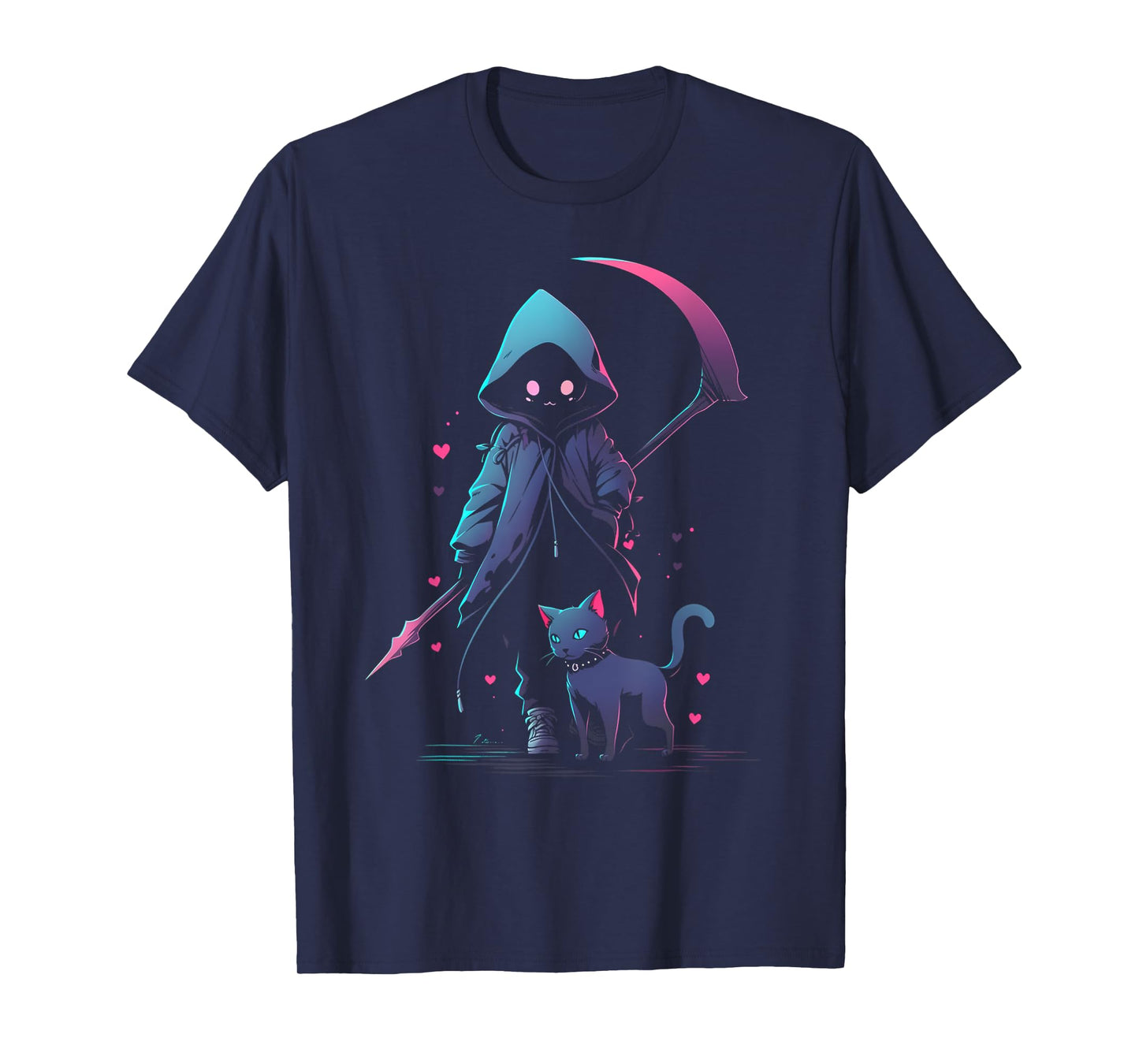 Kawaii Creepy Cute Cat Grim Reaper | Pastel Goth Gothic T-Shirt for Men Women