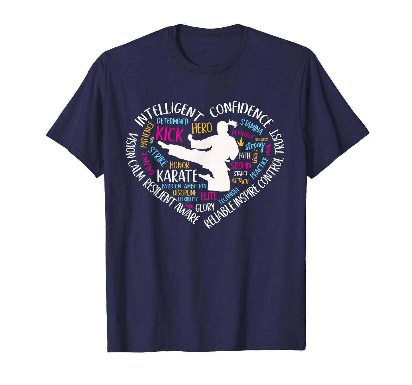 Girls Karate Heart for Teens Women Love Martial Arts Words T-Shirt