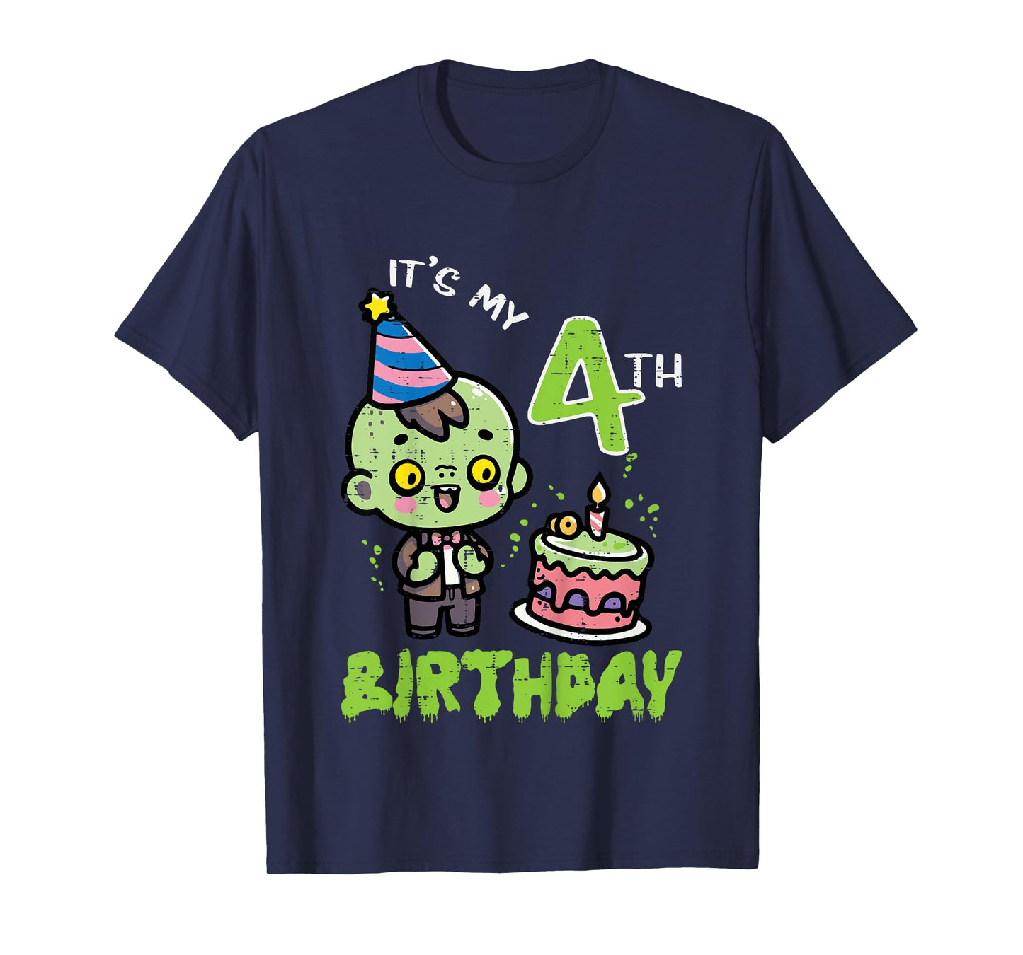 Its My 4th Birthday Zombie 4 Four Year Old Bday Boys Girls T-Shirt