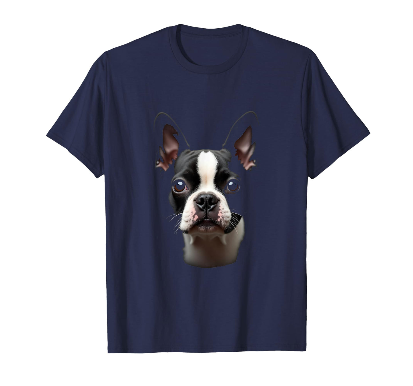Black Boston Terrier Dog Bostie Face T-Shirt