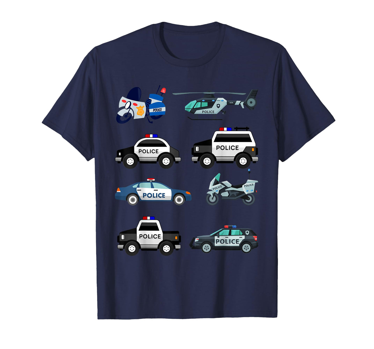 Police Vehicles for Kids Men Women Cop Cars Boys Toddler T-Shirt