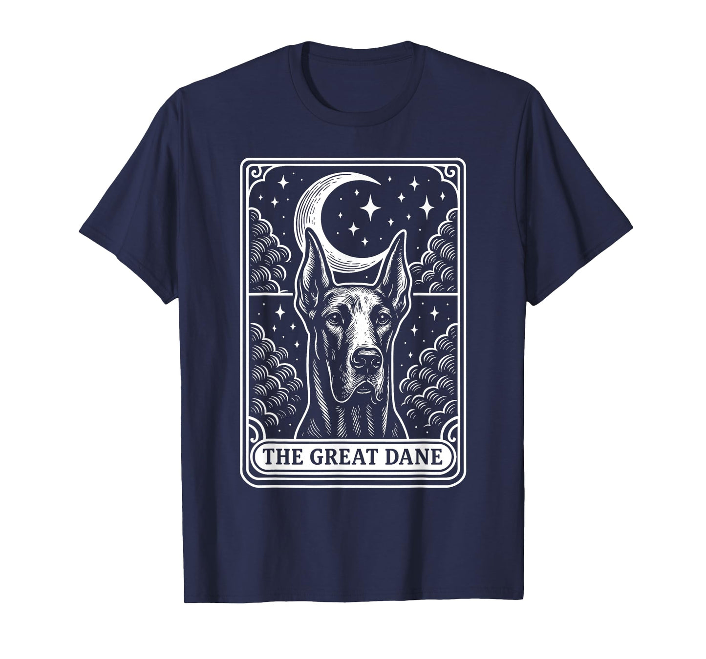 Great Dane Dog Mom Tarot Card Vintage Crescent Moon T-Shirt