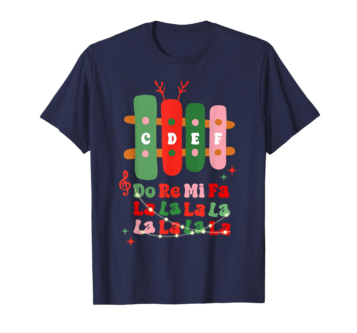 Groovy CDEF Do Re Mi Fa La La La La Music Teacher Christmas T-Shirt