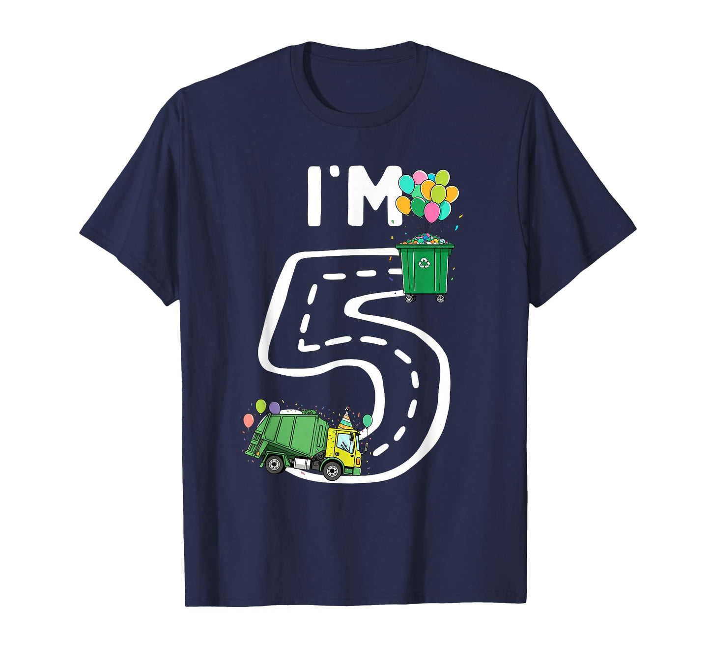 I'm 5 Five Years Old Garbage Truck 5th Birthday Boy Kids T-Shirt