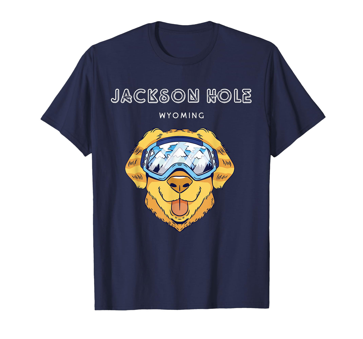 Jackson Hole Wyoming - Funny Dog Ski Googles T-Shirt