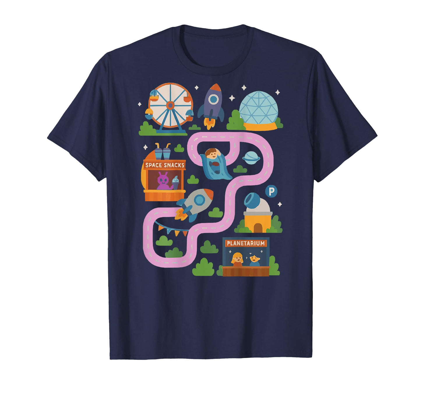 Cool Space park Playmat Car Race Track Mom and Kid Time T-Shirt