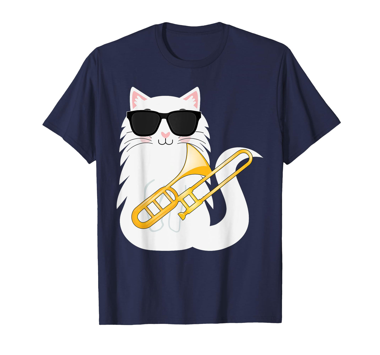 Funny Cat Wearing Sunglasses Playing Trombone T-Shirt