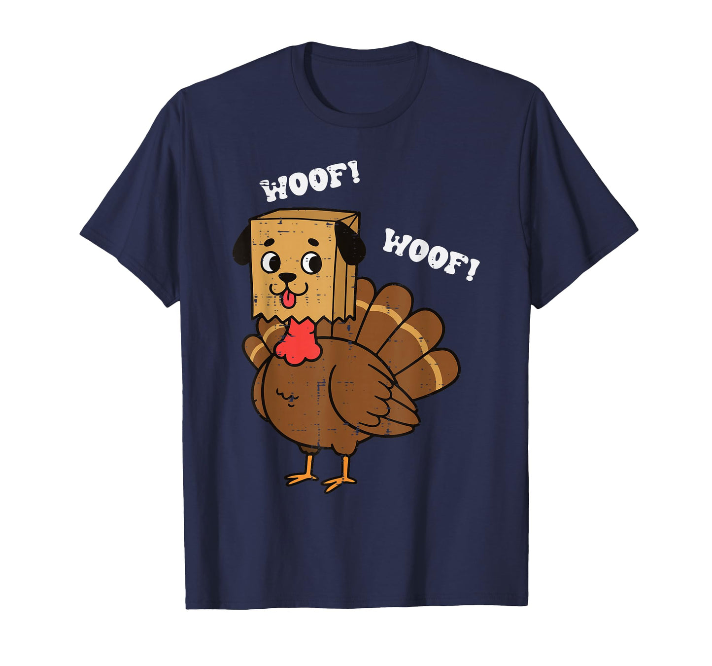 Thanksgiving Turkey Dog Paper Bag Woof Funny Men Women Kids T-Shirt