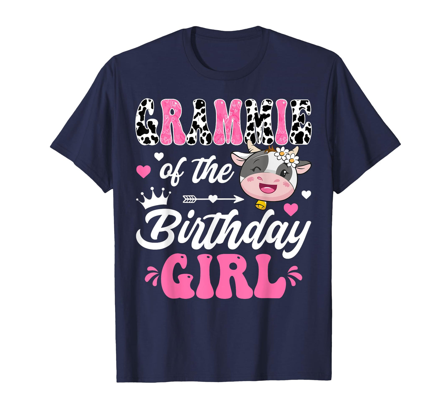 Grammie Of The Birthday Girl Cute Cow Farm 1St Birthday T-Shirt