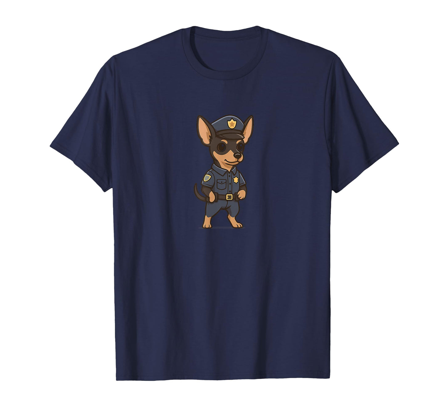 Min Pin Miniature Pinscher Police Cop - Funny Dog Mom Dad T-Shirt