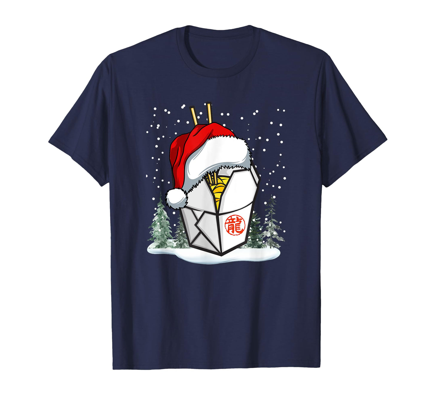 Chinese Takeout Box Santa Hat Graphic T-Shirt